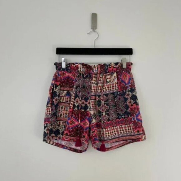 Johnny Was Workshop Geometric Aztec Linen Paperbag Shorts Size XS - Picture 1 of 3
